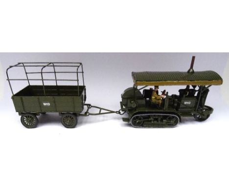 Toy Army Workshop Holt Caterpillar Tractor with Driver and Trailer (Condition Excellent) (3) 