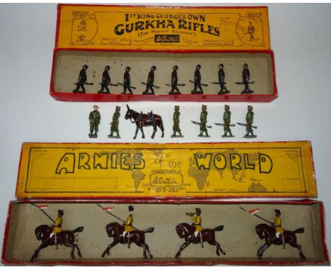 Britains set 47, Skinner's Horse with Trumpeter on brown horse in original Armies of the World box (Condition Good-Fair, one 