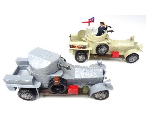 Toy Army Workshop Royal Naval Air Service one closed and one open Rolls Royce Armoured cars, with Commander (Condition Excell