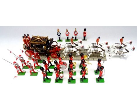 Britains set 00254, Irish State Coach with team of six horses, fourteen Coldstream Guard Musicians, four Honourable Artillery