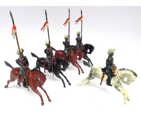 Britains from set 64, RARE 16th Light Cavalry with Trumpeter (Condition Very Good) 1937 (5)