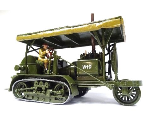 Toy Army Workshop Holt Caterpillar Tractor tundra finish, driver in steel helmet (Condition Excellent) (2)
