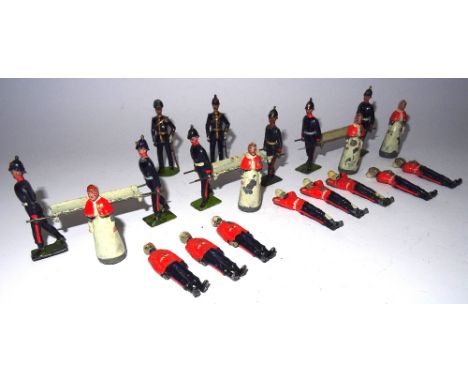 Britains set 137, Army Medical Service (Condition Good-Fair, one doctor missing, one casualty neck repaired) 1925 (23)