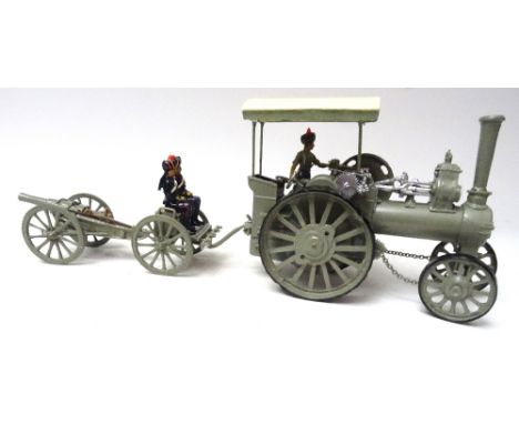 Kingcast Indian Army set BI38, Fowler B6 Traction Engine with Limber and Gun and crew of three (Condition Excellent) (6)
