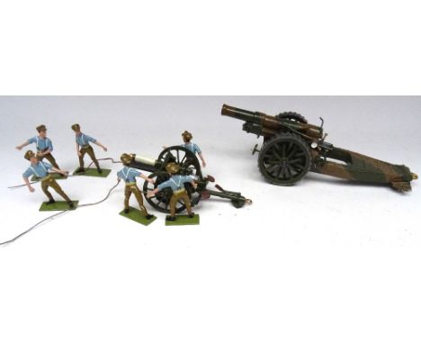 Toy Army Workshop BS102, 13pdr with crew of six moving gun, in original corrugated card box, and a 6inch howitzer, camouflage