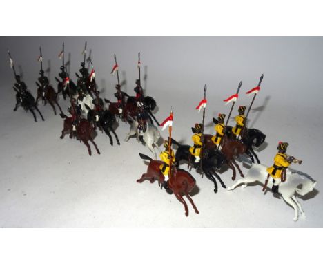 Britains Indian Army Cavalry two sets 66, Duke of Connaught's Lancers, and set 47, Skinner's Horse with trumpeters (Condition