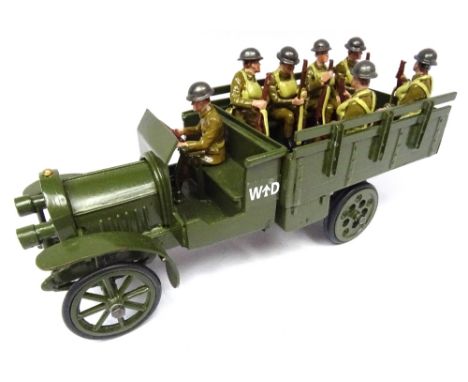 Toy Army Workshop Open Lorry, Tundra finish with Driver and six Troops in steel helmets (Condition Excellent) (8)