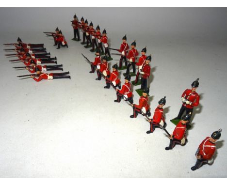 Britains set 17, Somerset Light Infantry with Officer, and additional Officer and four kneeling, and set 2086 Queen's Royal R