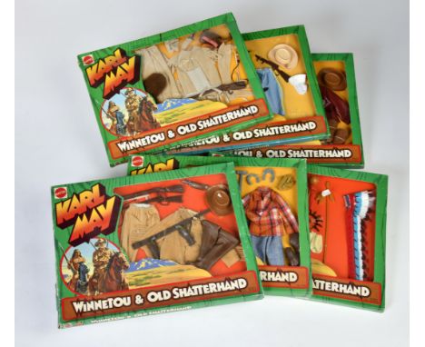 Karl May, 6 verschiedene Outfit Adventure Sets Winnetou &amp; Old Shatterhand, Mattel, OVP, Lagerware, Z 1