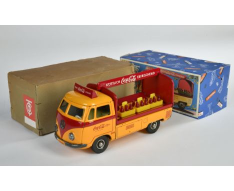 Tippco, VW Coca Cola Bus, W.-Germany, 23 cm, Blech, Friktion ok, mit Okt &amp; Reprobox, Z 1-