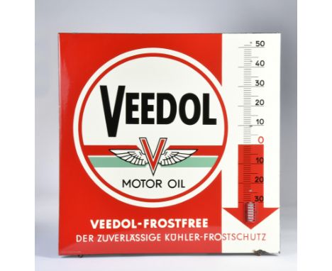 Veedol, Emailschild, 68 x 70 cm, abgekantet, Thermometer fehlt, sonst Z 1
