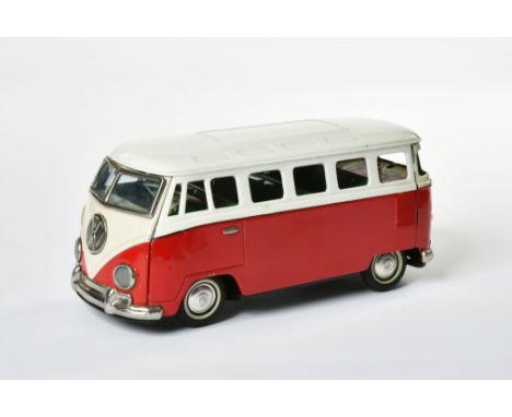 VW Bus, wohl Daiya, Japan, 25 cm, Friktion ok, seitliche Doppeltür zum Öffnen, min. LM, Z 2+