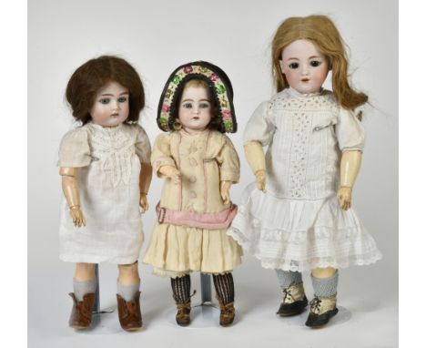 Franz Schmidt, Simon &amp; Halbig u.a., 3 Puppen, Germany VK, 46/42/37 cm, 1 x gemarkt "Simon &amp; Halbig 1249 DEP Germany, 