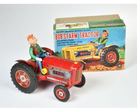 Masudaya Modern Toys, Bob's Farm Tractor, Japan, 27 cm, Blech, Antrieb ok, Okt, Z 1-2