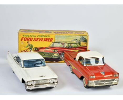 TN, Ford Skyliner &amp; Bandai Cadillac, Japan, 19-21 cm, Blech, Friktion ok, LM, 1x Okt, Z 2-3