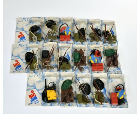Big Jim, Adventure Gear Factory Case, 17 x Adventure set im Blister, Mattel, Ovp. Z 2