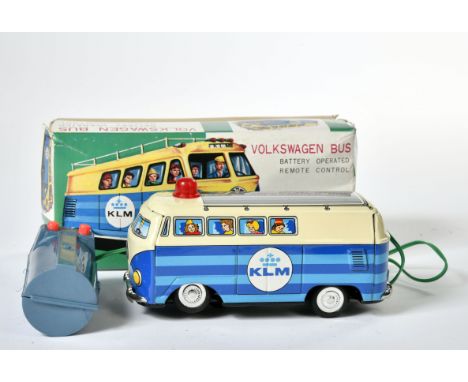 Modern Toys, VW Bus KLM, Japan, 13 cm, Blech, Funktion nicht geprüft, Okt, Z 1-2