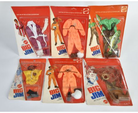 Big Jim, Action Set Konvolut, Mattel, 6 x Ov., Z 1-3