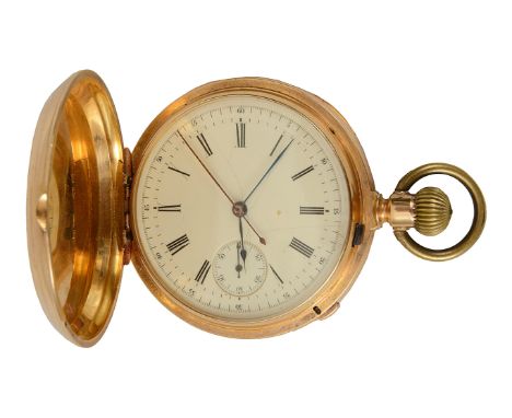 An 18ct gold Patek Phillipe full hunter keyless one button lever chronograph pocket watch late 19th century, c.1878circular w