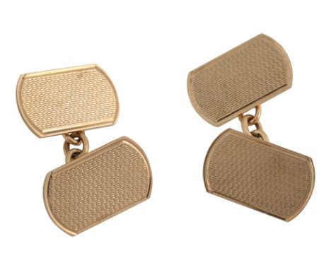 A pair of engine-turned 9ct gold cufflinksstamped Ô9.375Õ, hallmarkedtotal approx. weight 7.1g, approx. 1.6cm length Conditio
