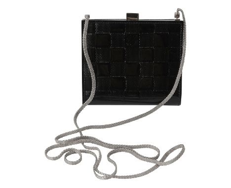 A Louis Vuitton evening Damier Vernis Ange PM bag circa 2000number CA0090, black patent with chequer board design and Louis V