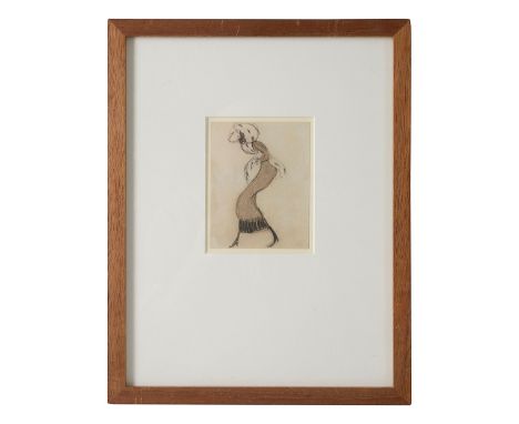 Claud Lovat Fraser (British, 1890-1921)'Sketch of a lady in a fur stole', charcoal and grey wash, mounted and framedwithin mo
