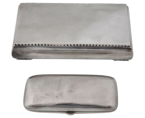 A Danish silver table cigarette box and a late Victorian cigar casefirst Copenhagen, 1949, assayer Johannes Siggaard, Stampe 