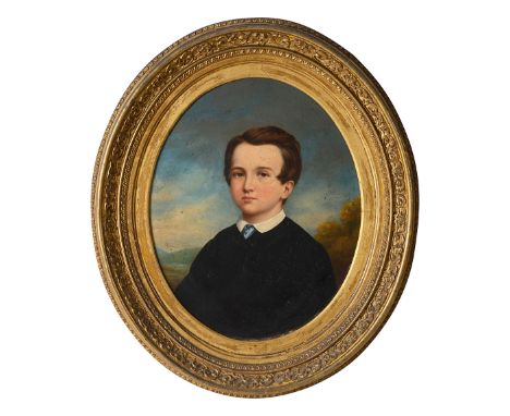 British School, 19th Century 'Portrait of a young boy', oil on board, framedwithin frame 31.5 x 25.5cm, framed size 46 x 40cm