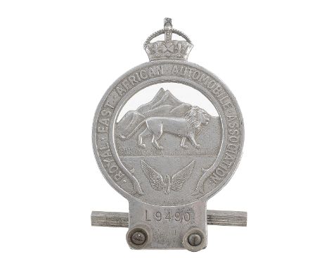 A Royal East African Automobile Association chrome car badge numbered L9490height 11.8cm.Condition: Fair condition commensura