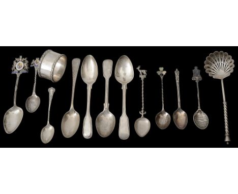 A late Victorian silver sifter spoon and other silverfirst Sheffield, 1880, Martin Hall &amp; Co having pierced shell bowl an