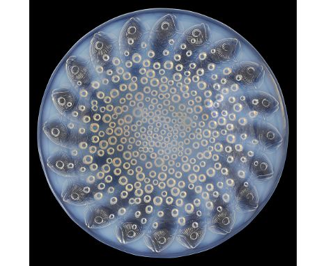 R. Lalique, (1860-1945) Roscoff pattern opalescent shallow bowlmodel 10-383, designed 1932, centre with 'R. Lalique France' m