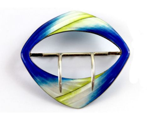 An Edward VII hallmarked silver enamelled Art Deco belt buckle, Birmingham 1910. CONDITION REPORT Clear hallmarks under ename