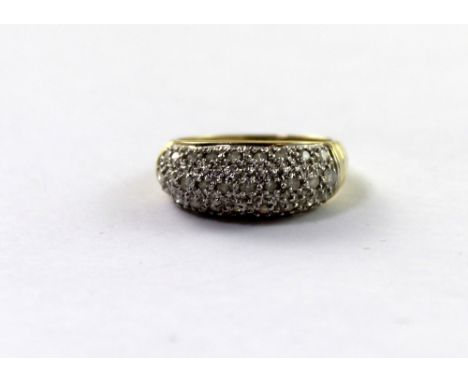 A 9ct yellow gold ladies' dress ring, pavé-set with tiny diamonds, size M, approx 3.5g.