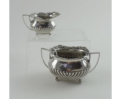 A Victorian hallmarked silver sucrier and matching creamer, London 1894, maker's mark rubbed, combined approx 6.7ozt (2).