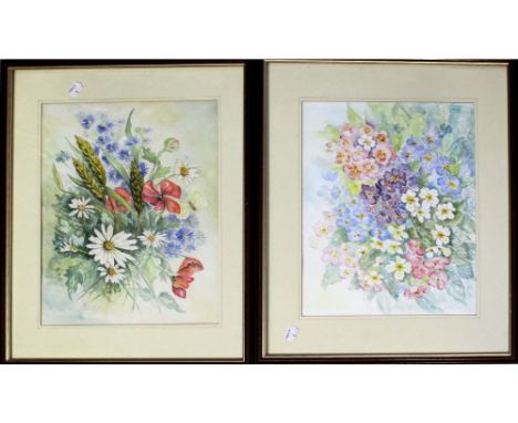 R FULLERTON; a pair of floral watercolours, each 29 x 39cm, framed and glazed (2).