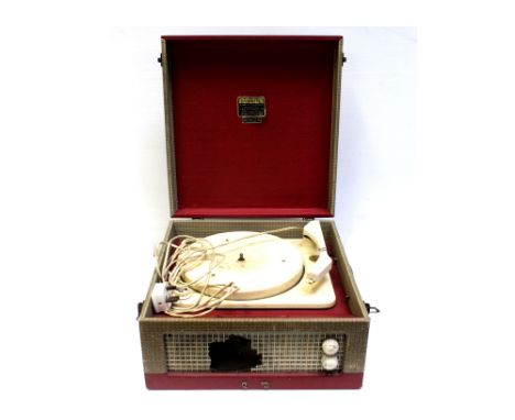 A mid-20th century Dansette Minor portable record player.