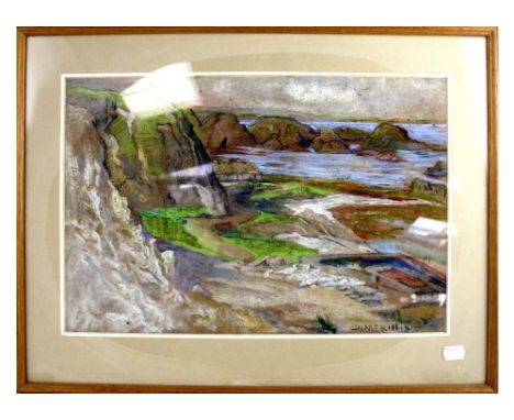 DAY MCKILLIP (1876-1960); pastel, 'Near Ballintoy, Near the Antrim Coast', signed lower right, 31 x 45cm, framed and glazed. 