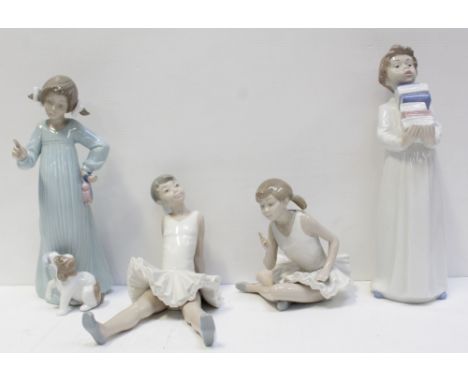 A pair of Nao ballerina figures and a Nao boy and girl in night clothes (4).