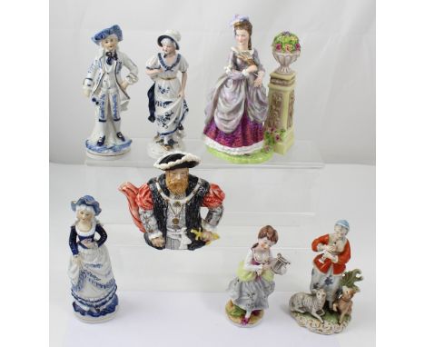 A small group of ceramic figures to include a Prestige Ladies' Renaissance figure from Design Studio Ltd 'Louise' by RW Eaton