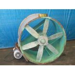 Exhaust fan, inline fiberglass, 48 in. outside diameter, 45 in. inside diameter, 5 HP belt driven.