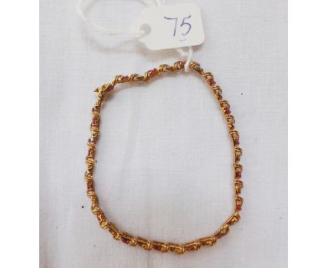 9ct ruby &amp; diamond bracelet 5.9g inc     