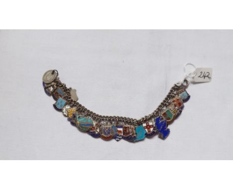 Silver and enamel charm bracelet 56g     