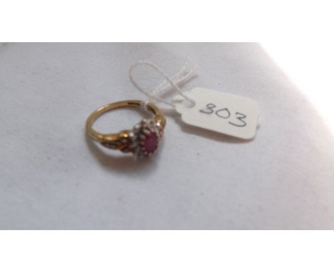 9ct ruby &amp; diamond ring approx size M     