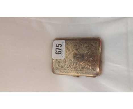 A cigarette case engraved with scrolls – B’ham 1919 – HW ltd  80g         