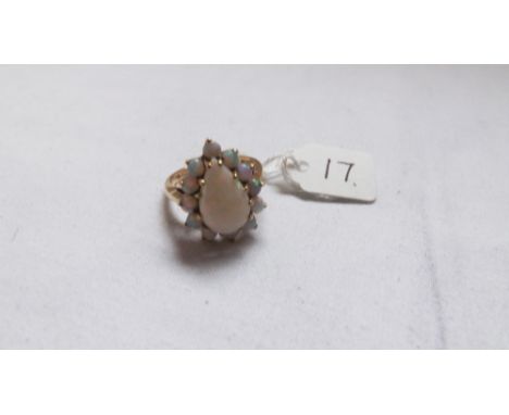 An opal Chester ring set in 9ct      