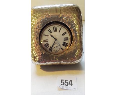 Travelling clock in a hammered case – B’ham 1904    