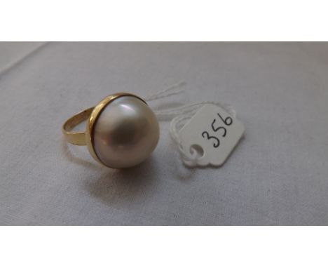 14ct gold maby pearl ring approx size N    