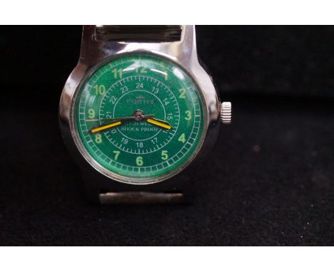 Vintage Fortis manual wind wristwatch with green dial 