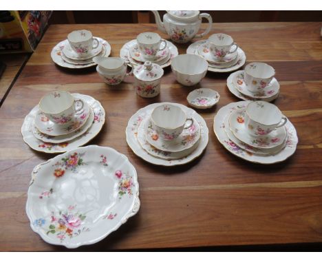 Royal crown derby posies pattern tea set , 33 pieces 