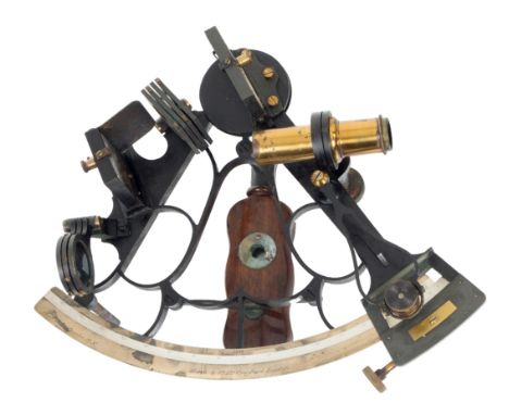 A 7IN. RADIUS BELL-FRAME VERNIER SEXTANT BY HEATH &amp; CO., CIRCA 1914
the oxidised frame later ebonised with polished arc s